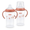 image:imageNUK Perfect Match Learner Straw Cup 5 oz 2 pack  Soft Straw EasyGrip Handles BPA Free Spill Proof Transition Sippy CupOrange Monkeys