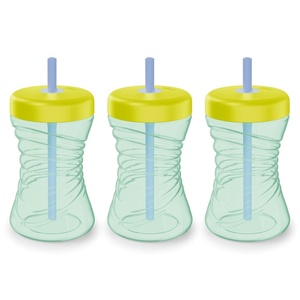image:imageNUK First Choice Fun Grips Hard Spout Straw Cup 20 10 oz Sippy Cup with Handles 4packGreenYellow