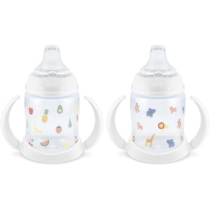 image:imageNUK First Choice Learner Cup 20 5 oz Sippy Cup with Handles Spill Proof Leak Proof Soft Straw Cup 2packFruits and Animals