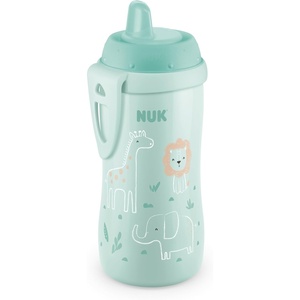 image:imageNUK First Choice Sesame Street Active Hard Spout Straw Cup 20 10 oz Sippy Cup with OntheGo Carry Clip Lightweight Leak Proof Spill Proof Cup 2PackGreen Animals