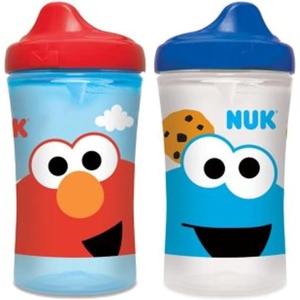 image:imageNUK First Choice Sesame Street Active Hard Spout Straw Cup 20 10 oz Sippy Cup with OntheGo Carry Clip Lightweight Leak Proof Spill Proof Cup 2PackSesame Street