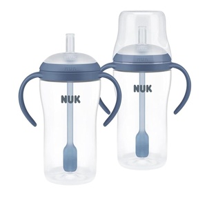 image:imageNUK Perfect Match Learner Straw Cup 5 oz 2 pack  Soft Straw EasyGrip Handles BPA Free Spill Proof Transition Sippy CupBlue